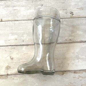 Boot Shaped Clear Glass Vase 9.5in Tall 6in Long Base Shoe Shape